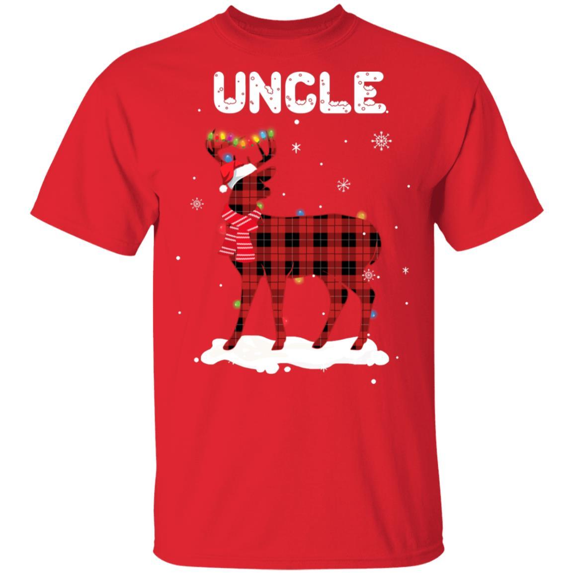 Uncle Deer Red Plaid Christmas Family Matching Pajamas-T-Shirt & Sweatshirt-Classic T-Shirt-Red