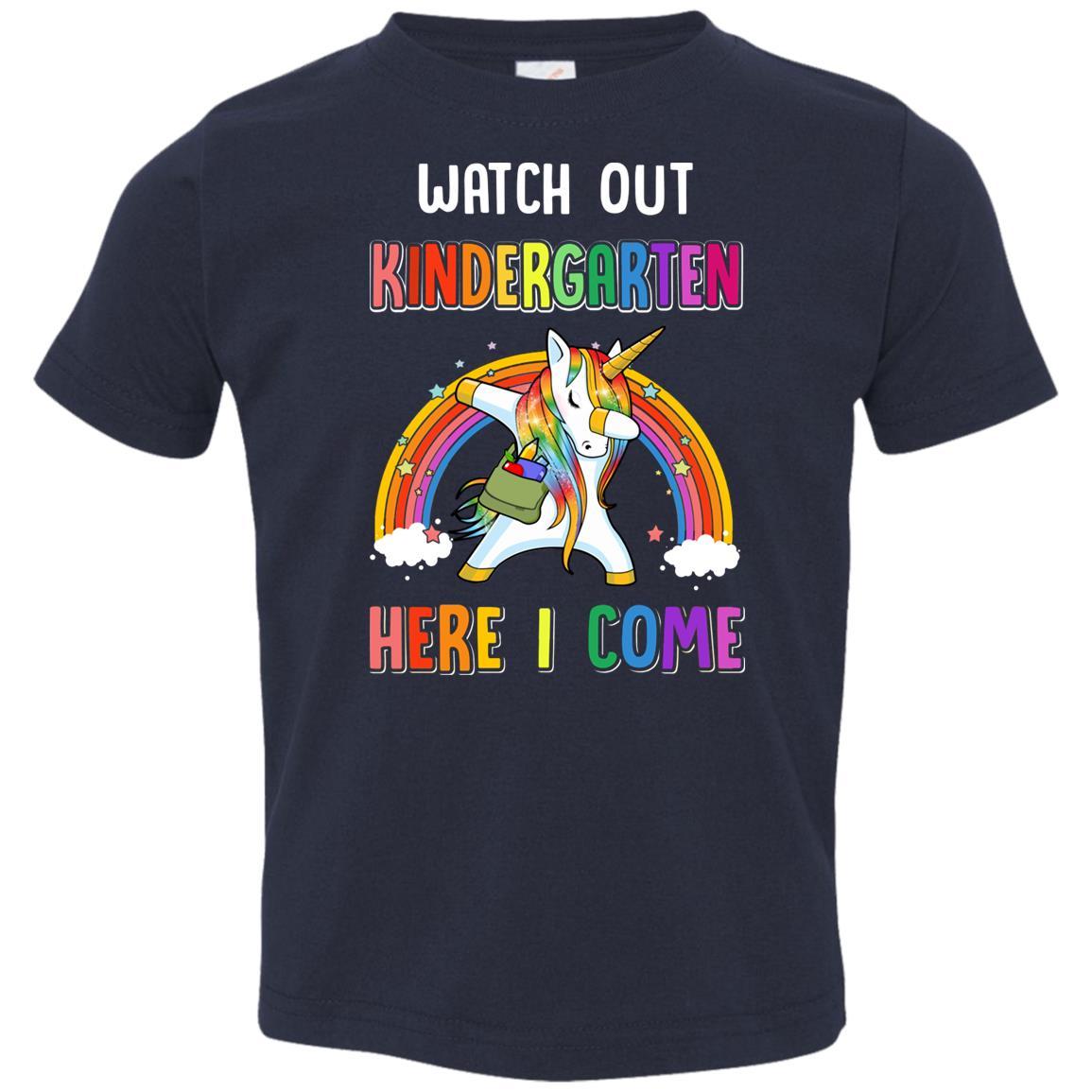 Kindergarten Here I Come Unicorn Back To School Youth-Youth Shirt-Toddler T-Shirt-Navy