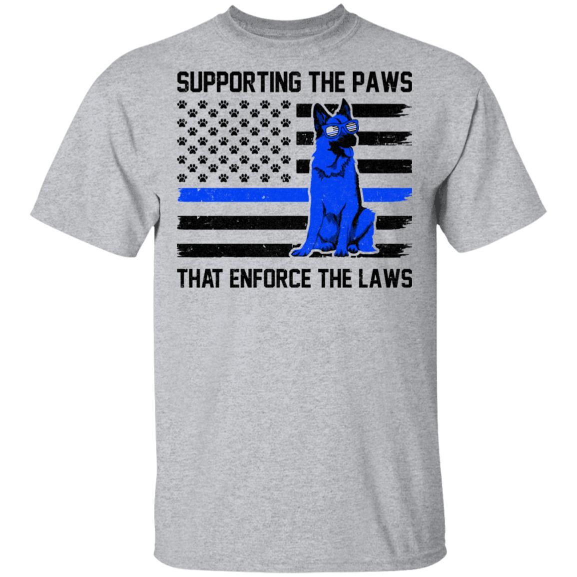 Supporting The Paws That Enforce The Laws Police Paw Dog-T-Shirt & Hoodie-Classic T-Shirt-Sport Grey