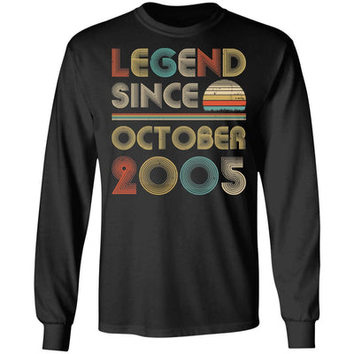 Legend Since October 2005 Vintage 16th Birthday Gifts-T-Shirt & Hoodie-Long Sleeve T-Shirt-Black