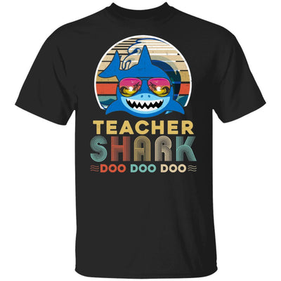 Retro Vintage Teacher Shark Doo Doo Doo-T-Shirt & Hoodie-Classic T-Shirt-Black