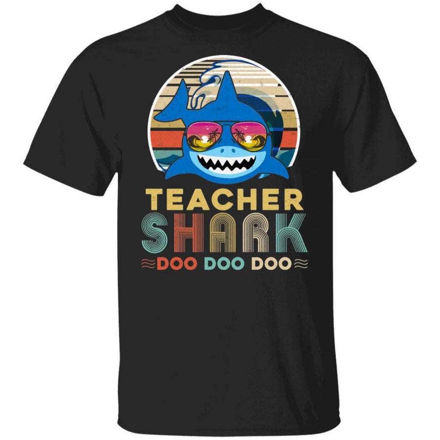 Retro Vintage Teacher Shark Doo Doo Doo-T-Shirt & Hoodie-Classic T-Shirt-Black