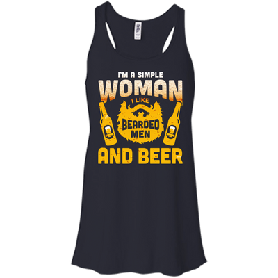 I'm A Simple Woman I Like Bearded Men And Beer-T-Shirt & Hoodie-Women's Flowy Racerback Tank-Midnight