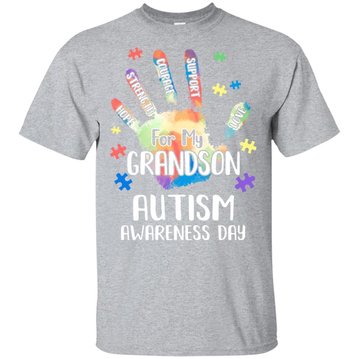 Support Autism Awareness For My Grandson Puzzle Gift-T-Shirt & Hoodie-Classic T-Shirt-Sport Grey