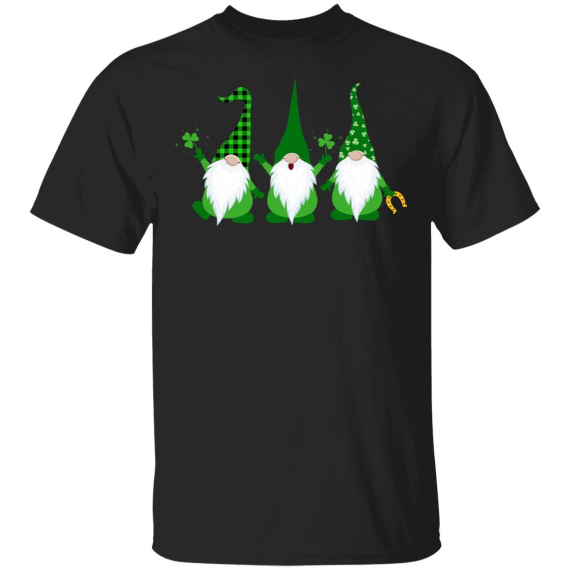 Three Gnomes Holding Shamrocks St Patricks Day Boys Girls-T-Shirt & Hoodie-Classic T-Shirt-Black