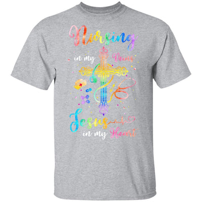 Nursing In My Veins Jesus In My Heart-T-Shirt & Hoodie-Classic T-Shirt-Sport Grey