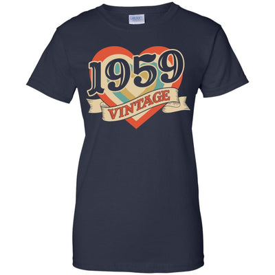 Vintage Retro Classic Heart Made In 1959 62th Birthday-T-Shirt & Tank Top-Women's T-Shirt-Navy