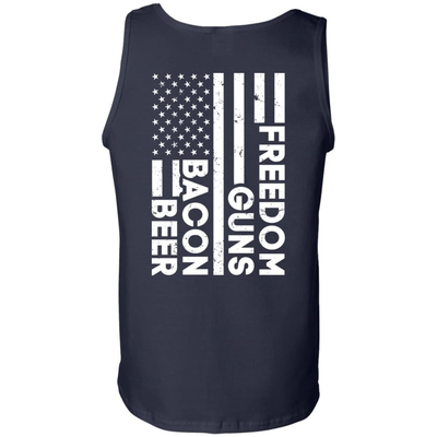 Beer Bacon Guns Freedom-T-Shirt & Hoodie-Unisex Tank-Navy