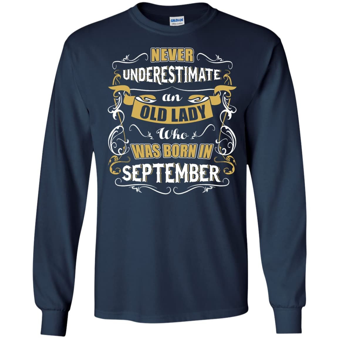 An Old Lady Who Was Born In September-T-Shirt & Hoodie-Long Sleeve T-Shirt-Navy