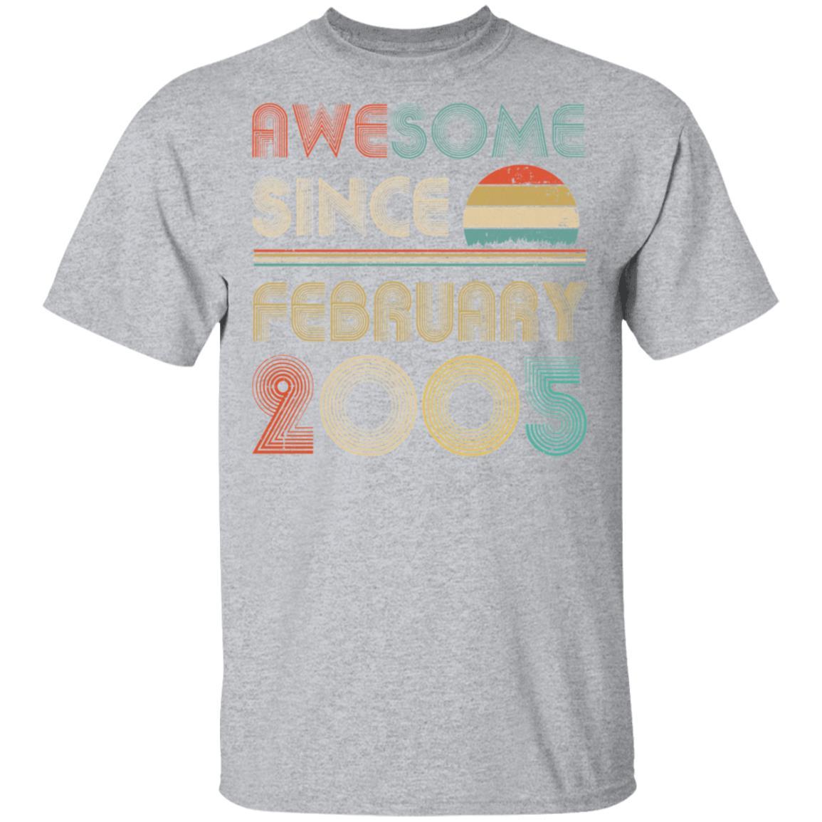 Awesome Since February 2005 Vintage 16th Birthday Gifts-T-Shirt & Hoodie-Classic T-Shirt-Sport Grey