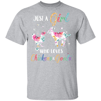 Just A Girl Who Loves Chickens And Goats Funny Cute Lover-T-Shirt & Hoodie-Classic T-Shirt-Sport Grey