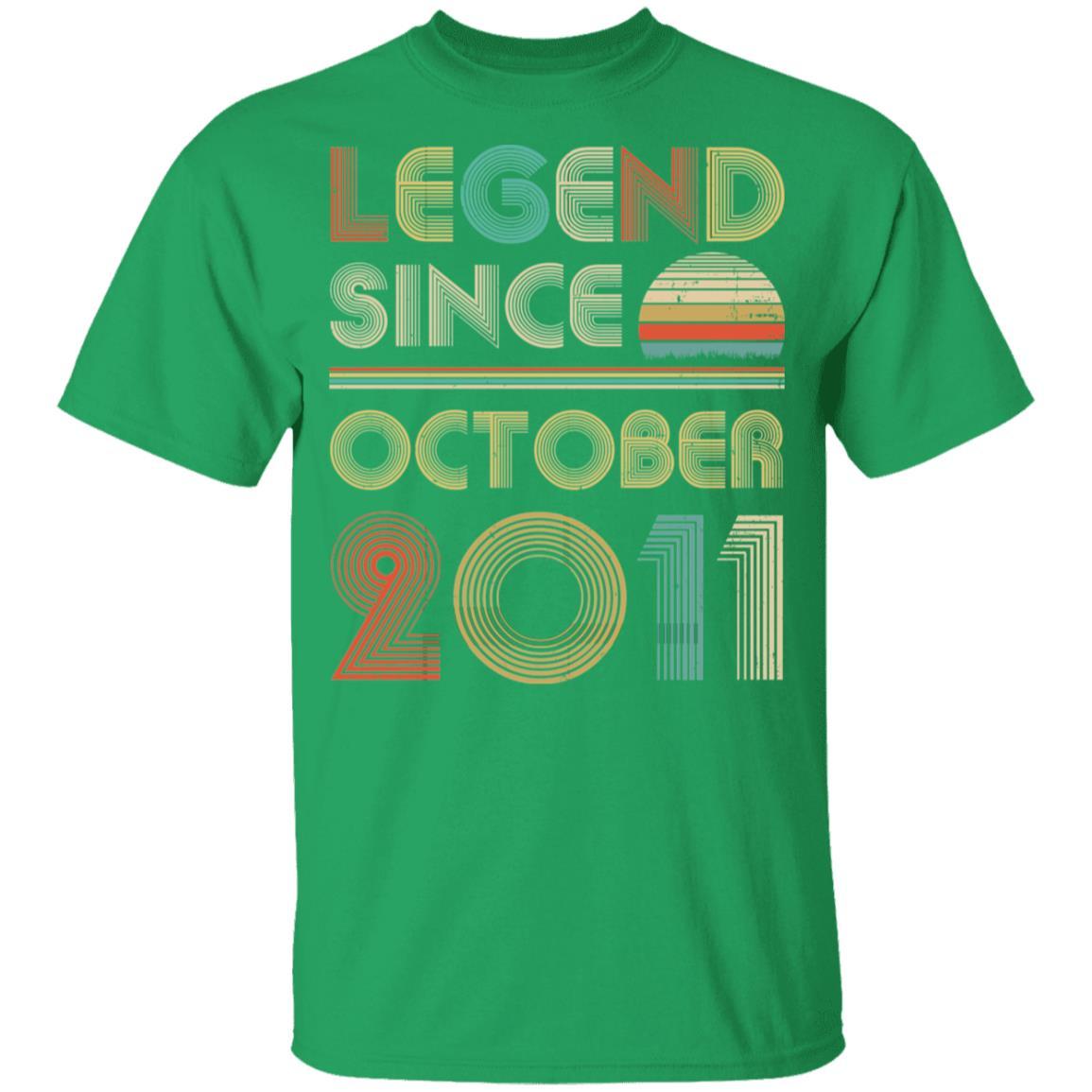 Legend Since October 2011 Vintage 10th Birthday Gifts Youth-Youth Shirt-Youth T-Shirt-Irish Green