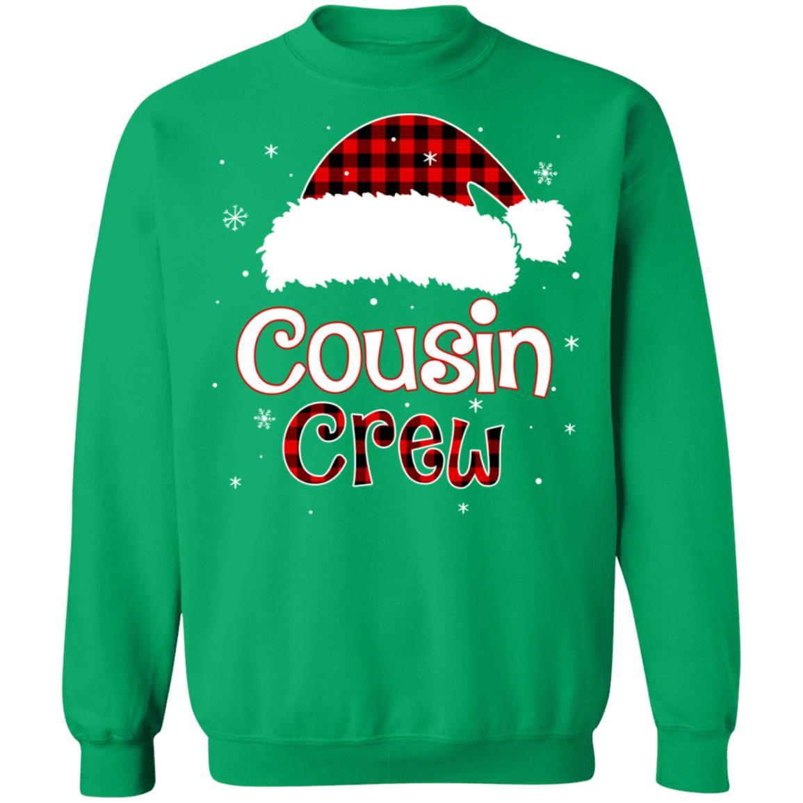 Cousin Crew Plaid Red Family Matching Christmas Pajamas-T-Shirt & Sweatshirt-Crewneck Sweatshirt-Irish Green