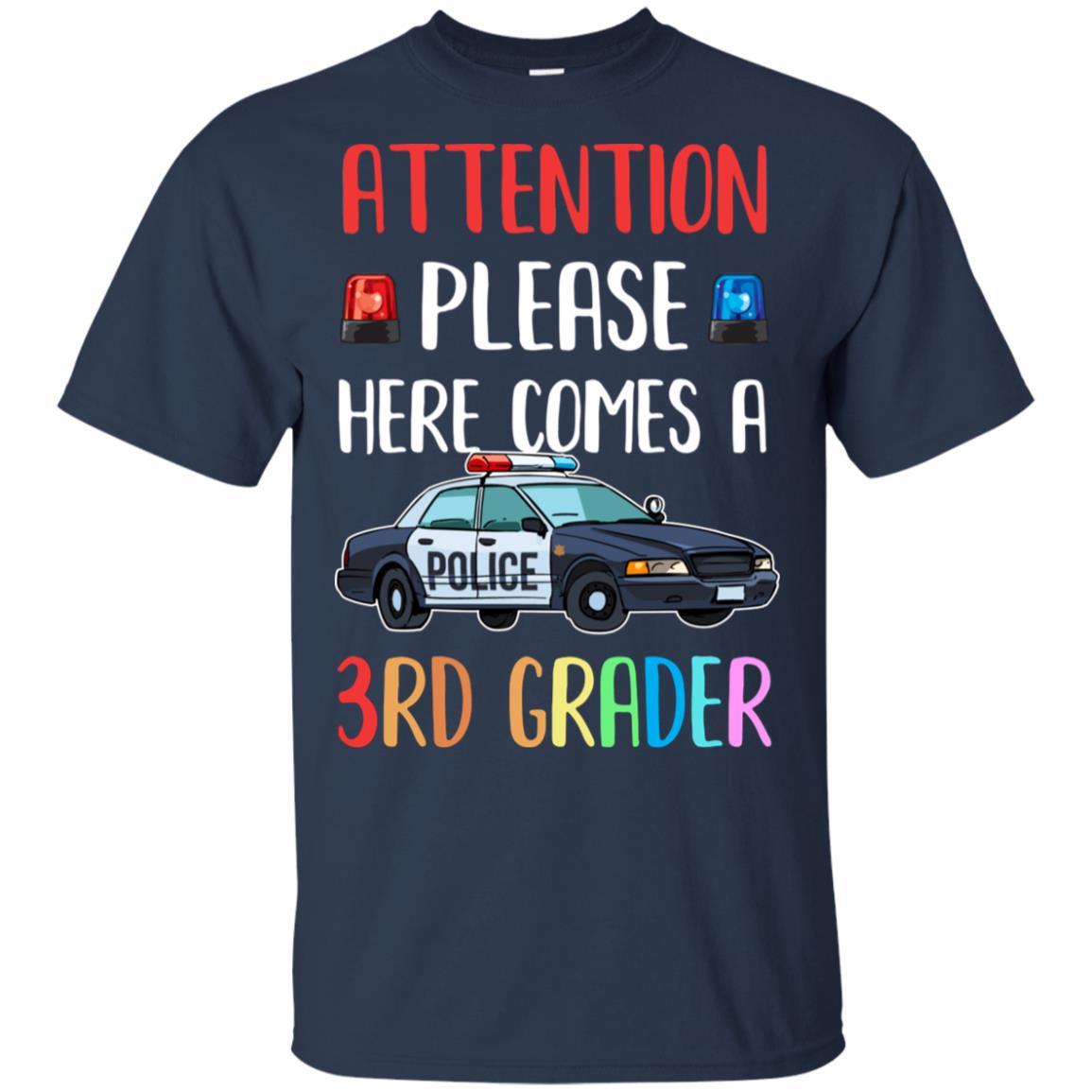 Kids First Day Of School 2021 3rd Grade Police Attention Please Youth-T-Shirt & Hoodie-Youth T-Shirt-Navy