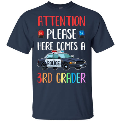 Kids First Day Of School 2021 3rd Grade Police Attention Please Youth-T-Shirt & Hoodie-Youth T-Shirt-Navy