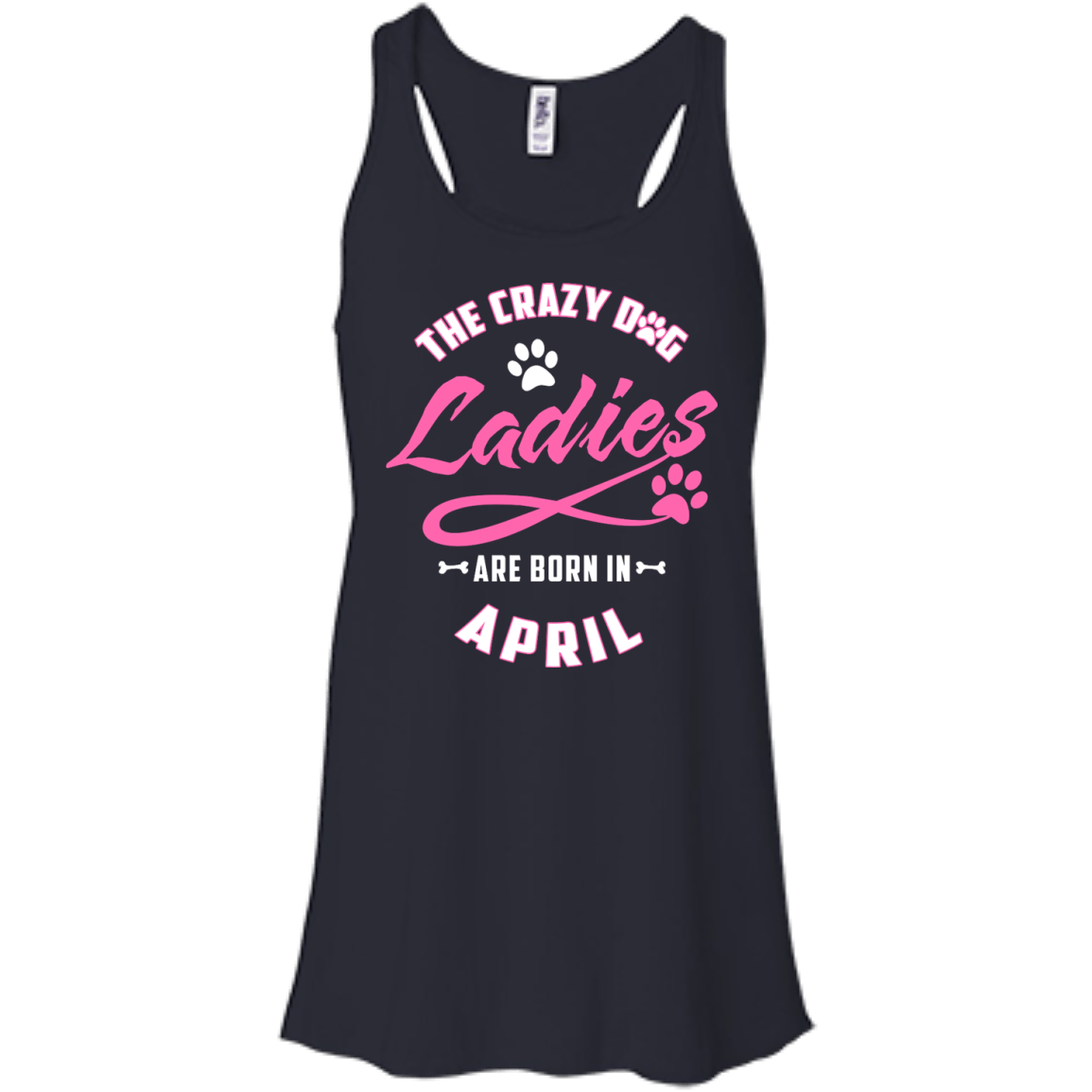 The Crazy Dog Ladies Are Born In April-T-Shirt & Hoodie-Women's Flowy Racerback Tank-Midnight