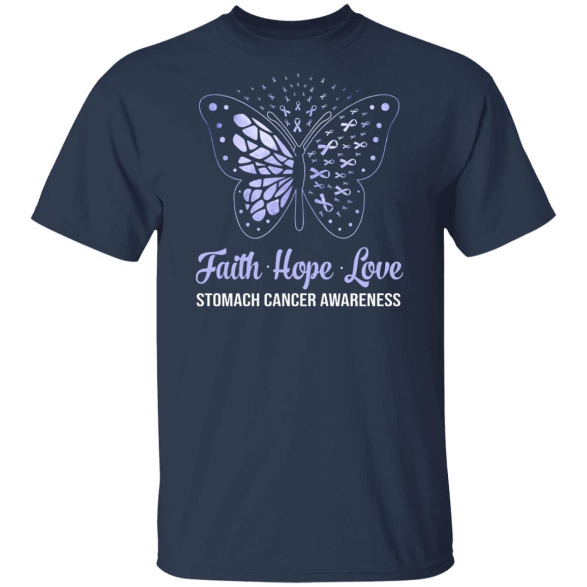 Faith Hope Love Periwinkle Butterfly Stomach Cancer Awareness-T-Shirt & Hoodie-Classic T-Shirt-Navy