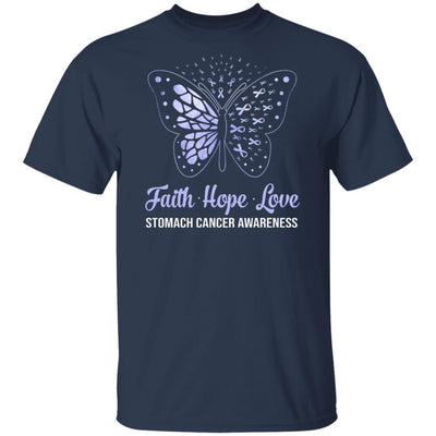 Faith Hope Love Periwinkle Butterfly Stomach Cancer Awareness-T-Shirt & Hoodie-Classic T-Shirt-Navy