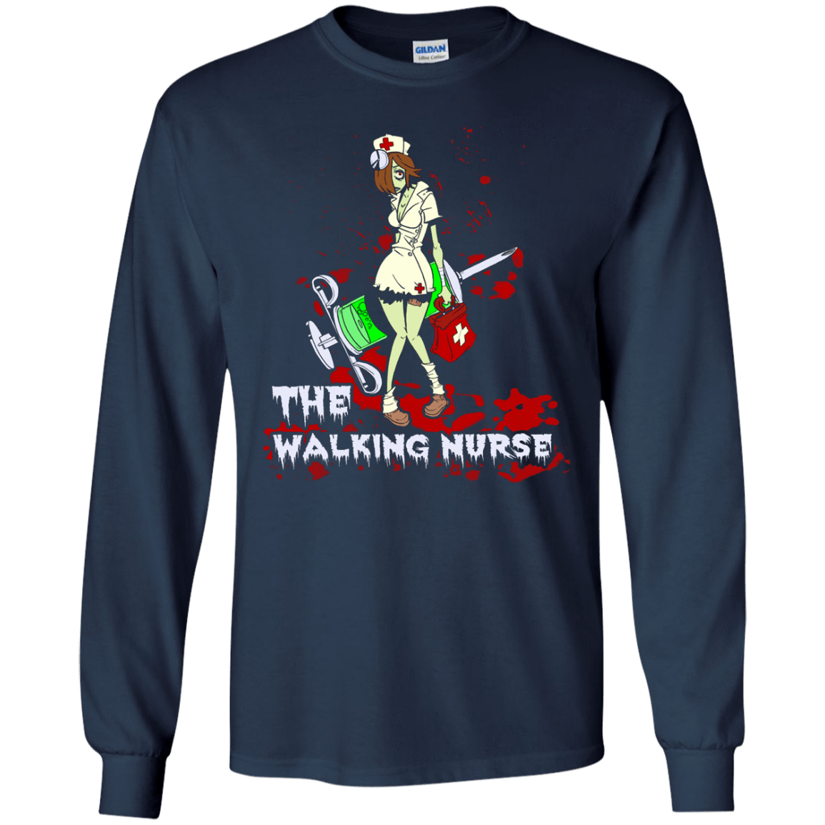 The Walking Nurse-T-Shirt & Hoodie-Long Sleeve T-Shirt-Navy