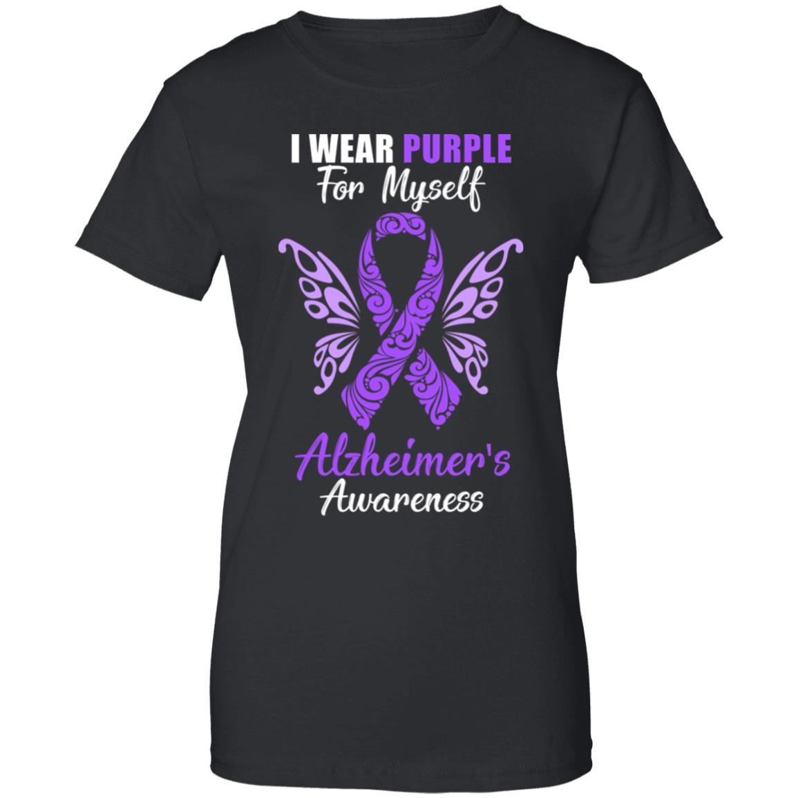 I Wear Purple For Myself Alzheimer's Awareness Gift-T-Shirt & Hoodie-Women's T-Shirt-Black