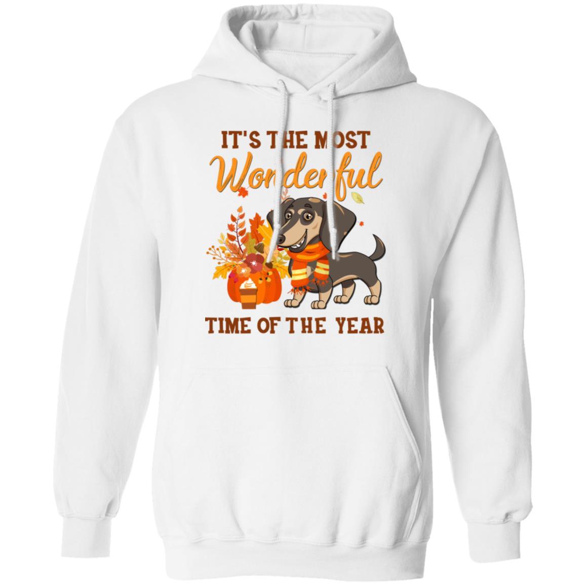 Dachshund Autumn It's The Most Wonderful Time Of The Year-T-Shirt & Hoodie-Pullover Hoodie-White