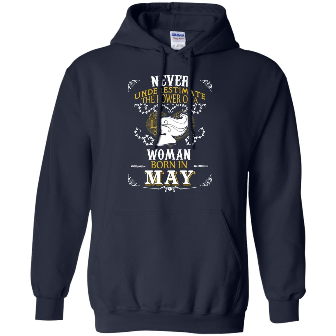 A Woman Born In MAY-T-Shirt & Hoodie-Pullover Hoodie-Navy
