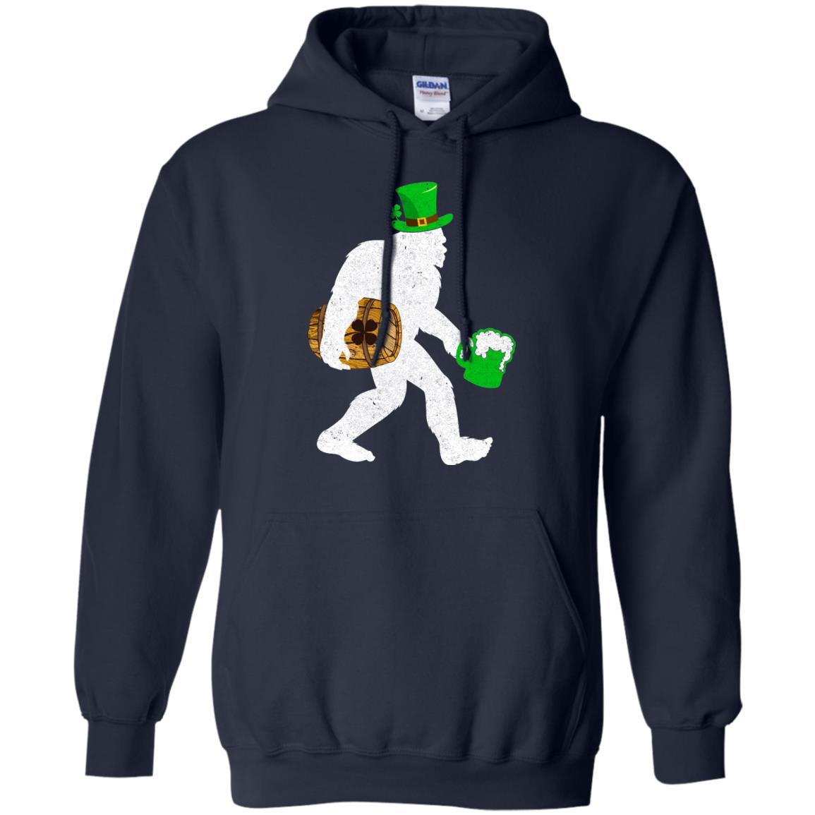 Shamrock Irish Drunk Bigfoot St Patrick's Day-T-Shirt & Hoodie-Pullover Hoodie-Navy
