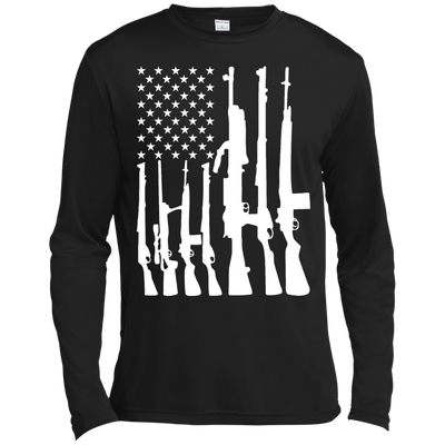 Rifle American Flag Machine Gun Rights-T-Shirt & Hoodie-Long Sleeve T-Shirt-Black