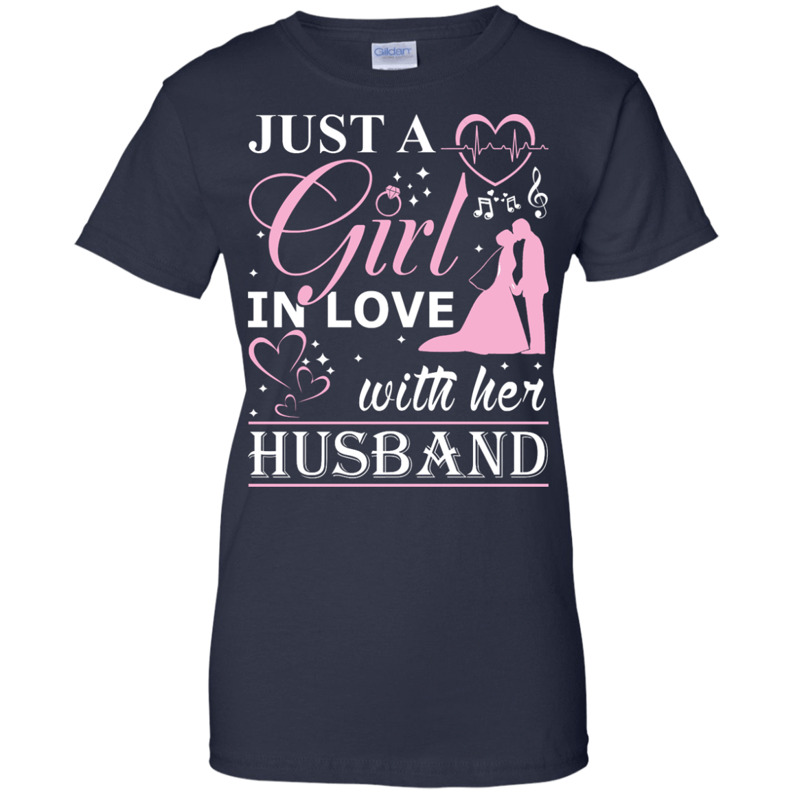 Just A Girl In Love With Her Husband-T-Shirt & Hoodie-Women's T-Shirt-Navy