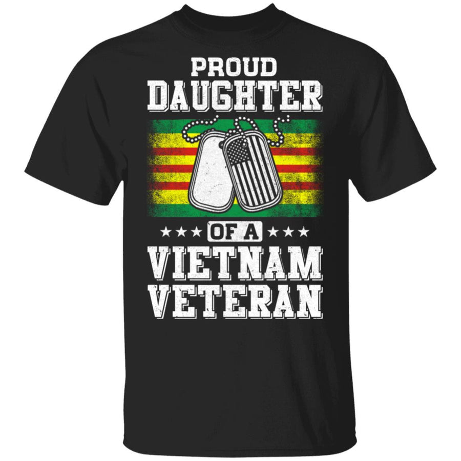 Proud Daughter Of A Veteran Dad Mom-T-Shirt & Hoodie-Classic T-Shirt-Black