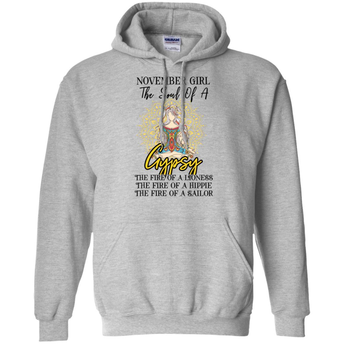November Girl The Soul Of A Gypsy Funny Birthday Gift-T-Shirt & Tank Top-Pullover Hoodie-Sport Grey