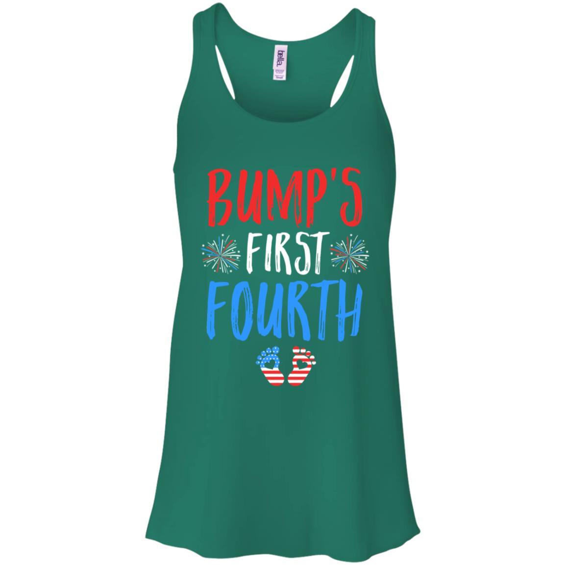 4th Of July Pregnancy Announcement Bump's First Fourth-T-Shirt & Tank Top-Women's Flowy Racerback Tank-Kelly Green