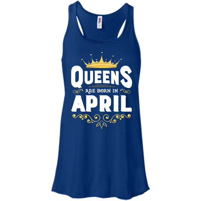 Queens Are Born In April-T-Shirt & Hoodie-Women's Flowy Racerback Tank-True Royal