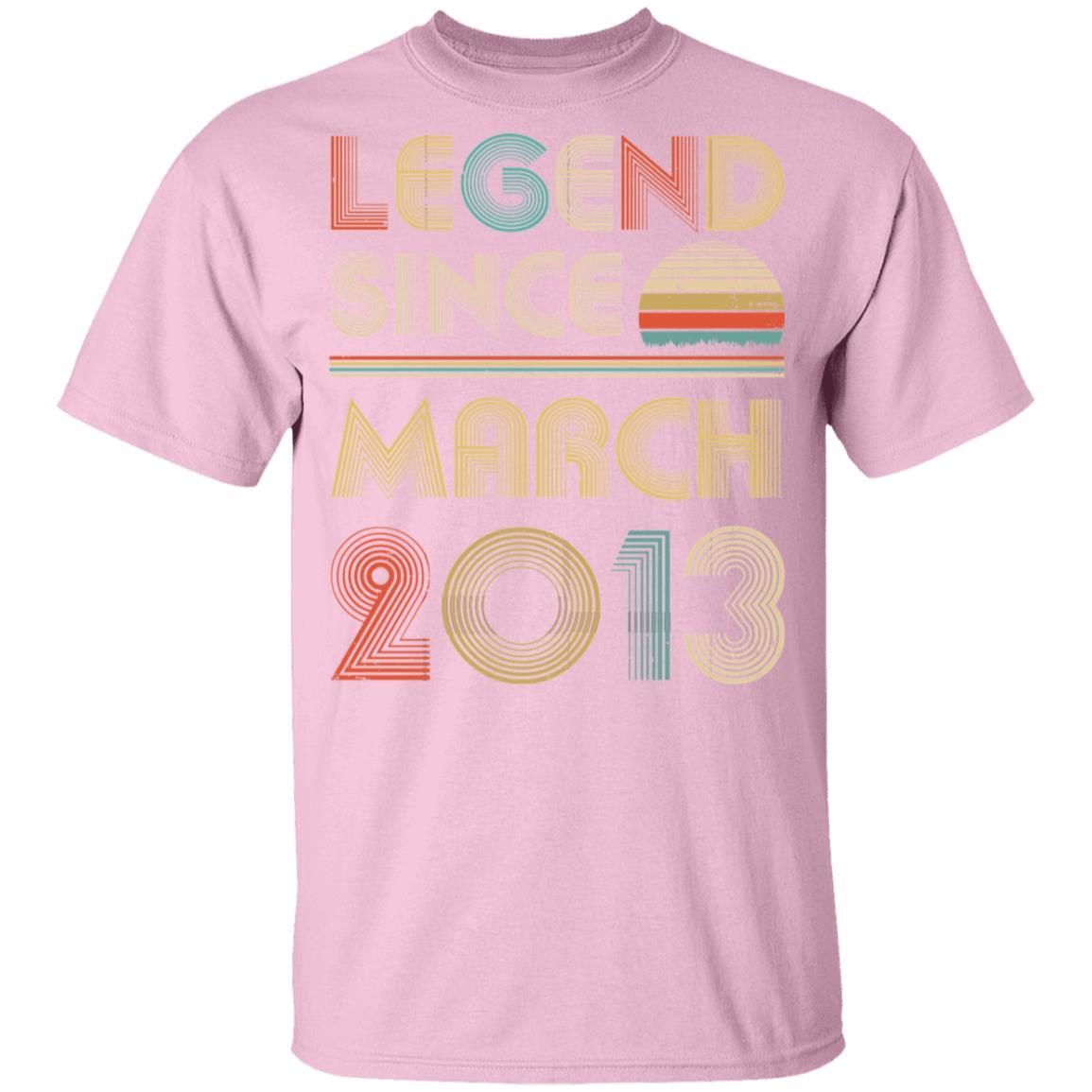 Legend Since March 2013 Vintage 8th Birthday Gifts Youth-Youth Shirt-Youth T-Shirt-Light Pink