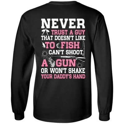 NEVER TRUST A GUY Doesn't Like To Fish-T-Shirt & Hoodie-Long Sleeve T-Shirt-Black