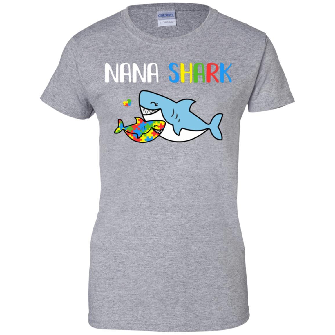 Nana Shark Support Autism Awareness For Grandchild-T-Shirt & Hoodie-Women's T-Shirt-Sport Grey