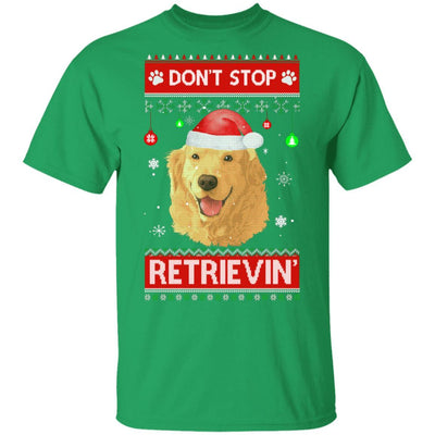 Santa Golden Retriever Ugly Xmas Sweater Dont Stop Retrievin-T-Shirt & Sweatshirt-Classic T-Shirt-Irish Green