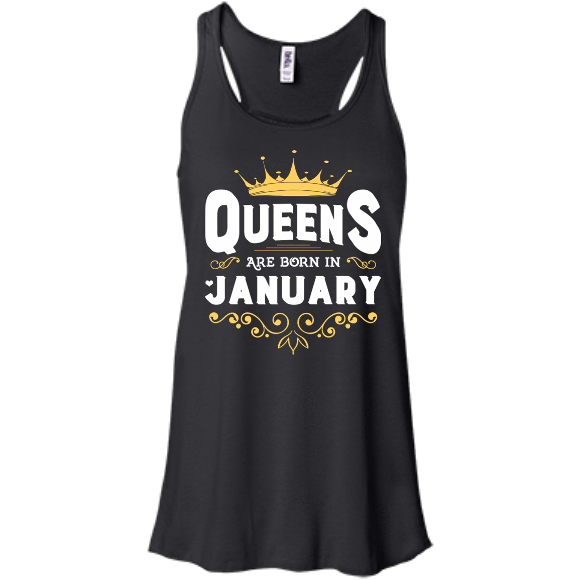 Queens Are Born In January-T-Shirt & Hoodie-Women's Flowy Racerback Tank-Black