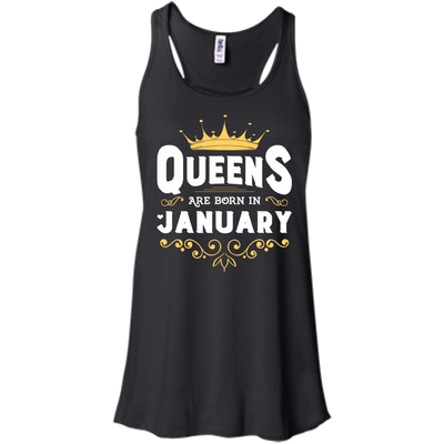 Queens Are Born In January-T-Shirt & Hoodie-Women's Flowy Racerback Tank-Black