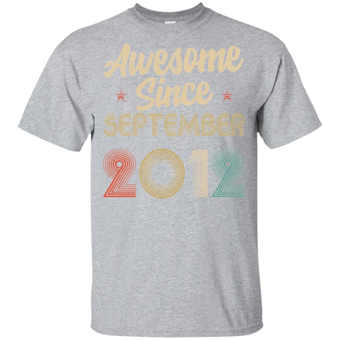 Awesome Since September 2012 Vintage 9th Birthday Gifts Youth-Youth Shirt-Youth T-Shirt-Sport Grey