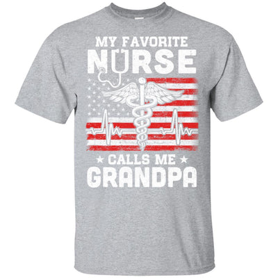 My Favorite Nurse Calls Me Grandpa USA Flag Father's Day-T-Shirt & Hoodie-Classic T-Shirt-Sport Grey