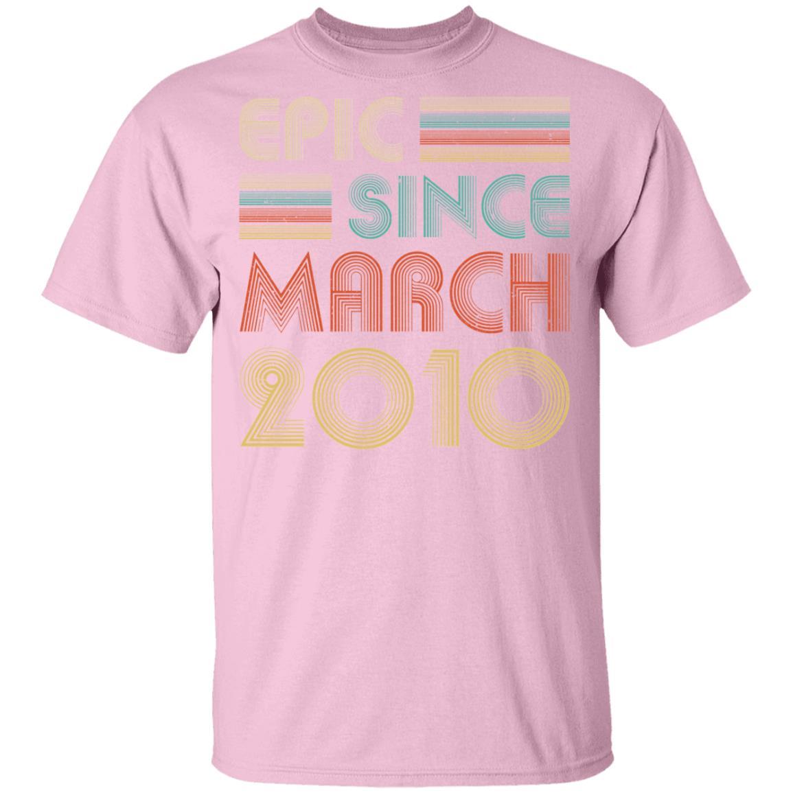 Epic Since March 2010 Vintage 11th Birthday Gifts Youth-Youth Shirt-Youth T-Shirt-Light Pink