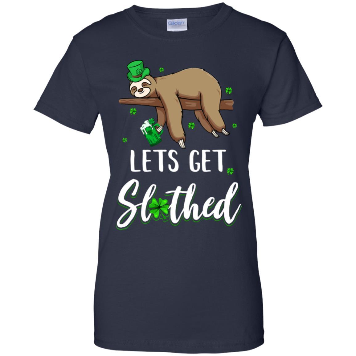 Funny Let's Get Slothed Irish Sloth St Patricks Day-T-Shirt & Hoodie-Women's T-Shirt-Navy