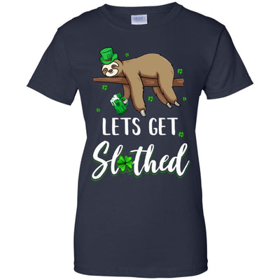 Funny Let's Get Slothed Irish Sloth St Patricks Day-T-Shirt & Hoodie-Women's T-Shirt-Navy