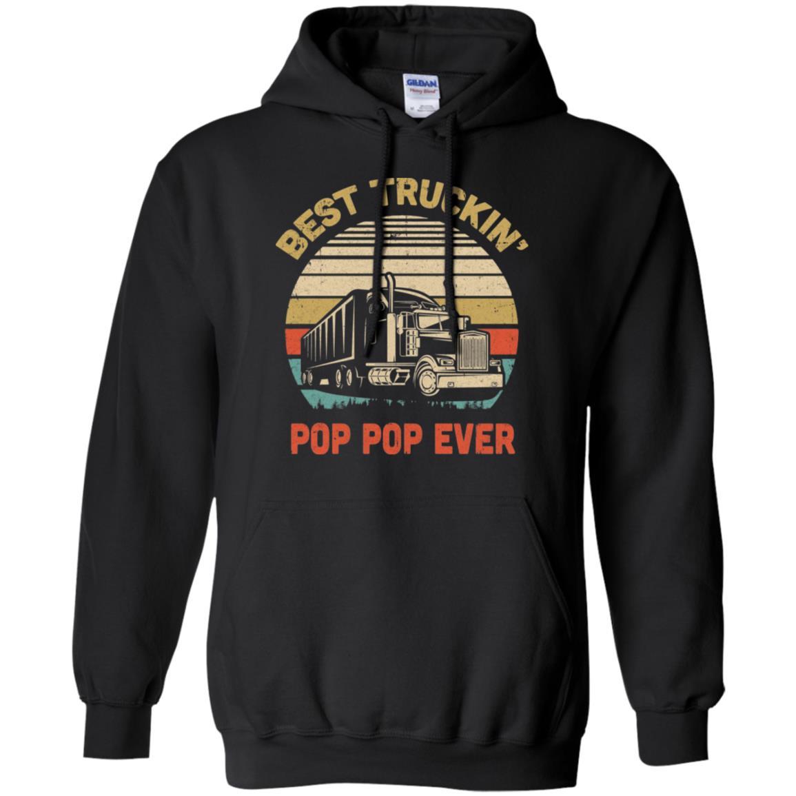 Vintage Best Truckin' Pop Pop Ever Fathers Day Gift-T-Shirt & Hoodie-Pullover Hoodie-Black