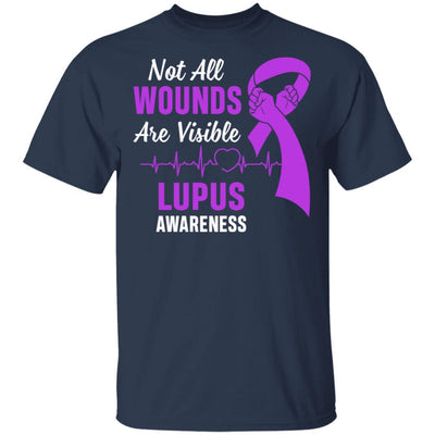 Lupus Awareness Purple Not All Wounds Are Visible-T-Shirt & Hoodie-Classic T-Shirt-Navy