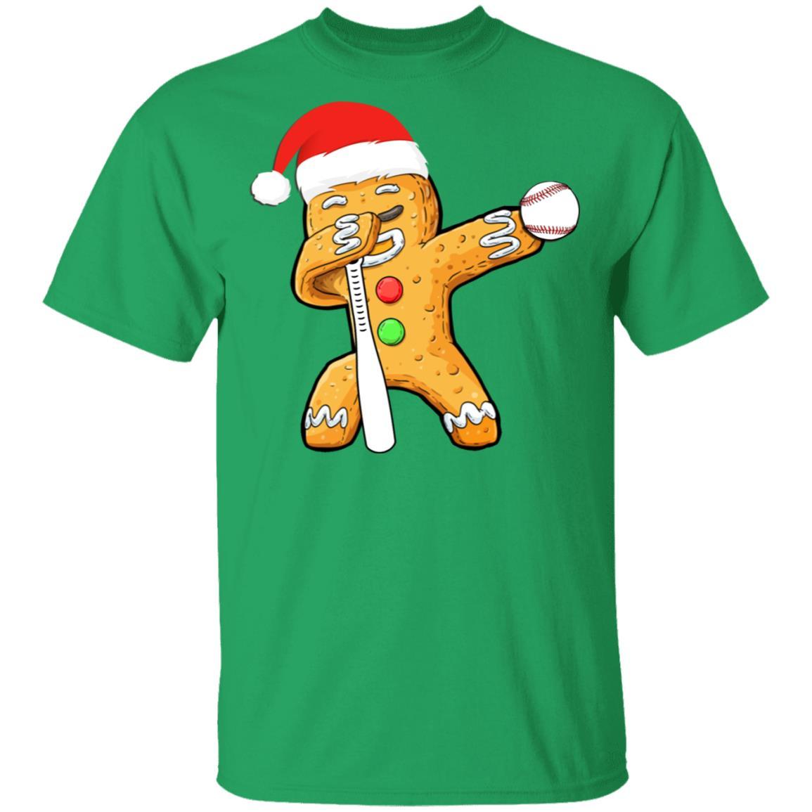 Dabbing Gingerbread Santa Baseball Christmas Pajama Gifts-T-Shirt & Sweatshirt-Classic T-Shirt-Irish Green