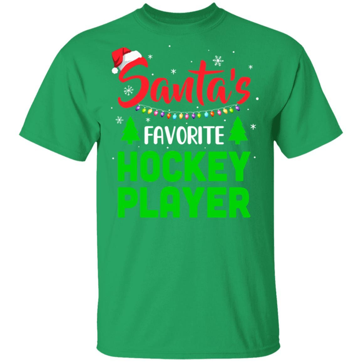 Santa's Favorite Hockey Player Funny Christmas Xmas Gifts-T-Shirt & Sweatshirt-Classic T-Shirt-Irish Green
