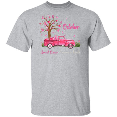 Pink Truck Pumpkin October Breast Cancer Awareness Month-T-Shirt & Hoodie-Classic T-Shirt-Sport Grey
