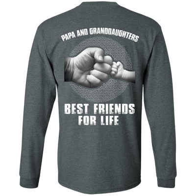 Papa And Granddaughters Best Friends For Life-T-Shirt & Hoodie-Long Sleeve T-Shirt-Dark Heather